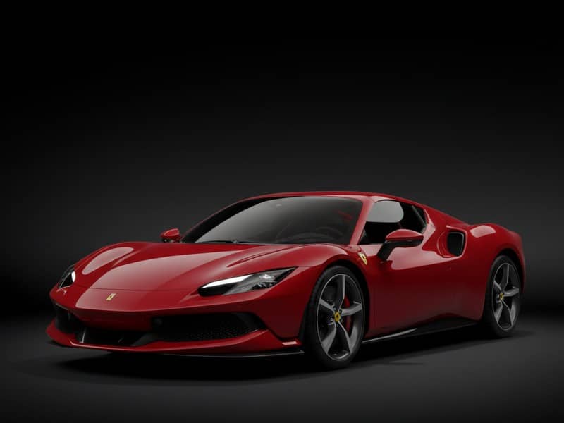 Custom-fit leather floor mat installed in Ferrari 296 GTB interior showing perfect OEM fitment