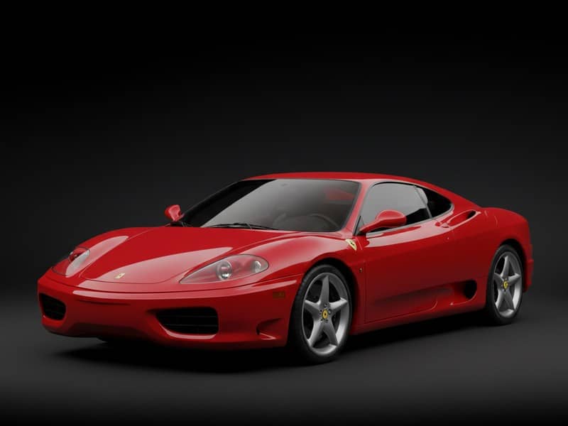 Custom-fit leather floor mat installed in Ferrari 360 interior showing perfect OEM fitment