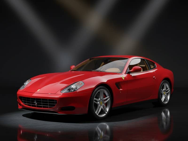 Custom-fit leather floor mat installed in Ferrari 612 Scaglietti interior showing perfect OEM fitment