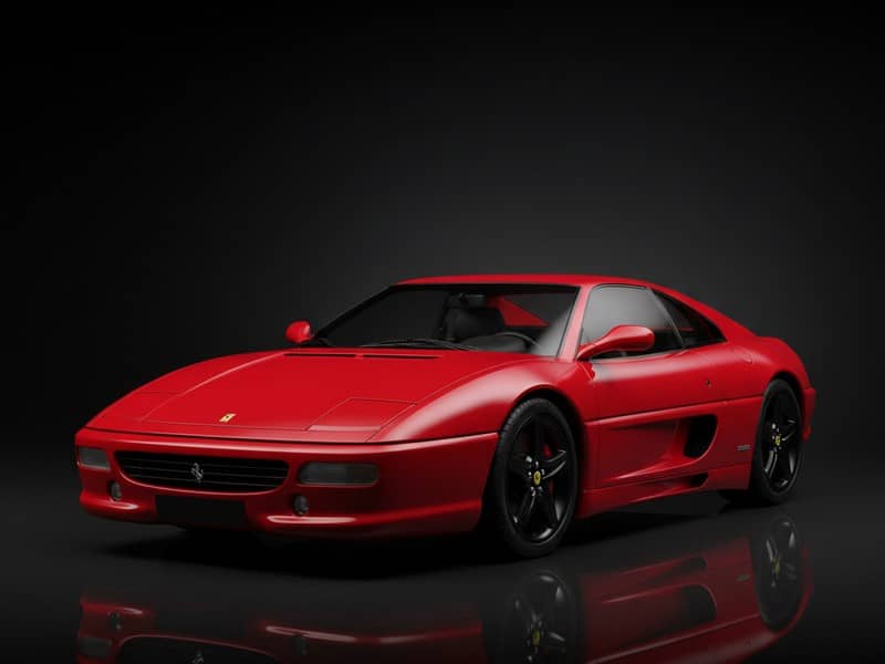 Custom-fit leather floor mat installed in Ferrari F355 interior showing perfect OEM fitment