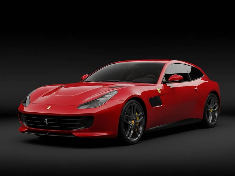 Custom-fit leather floor mat installed in Ferrari GTC4 Lusso interior showing perfect OEM fitment