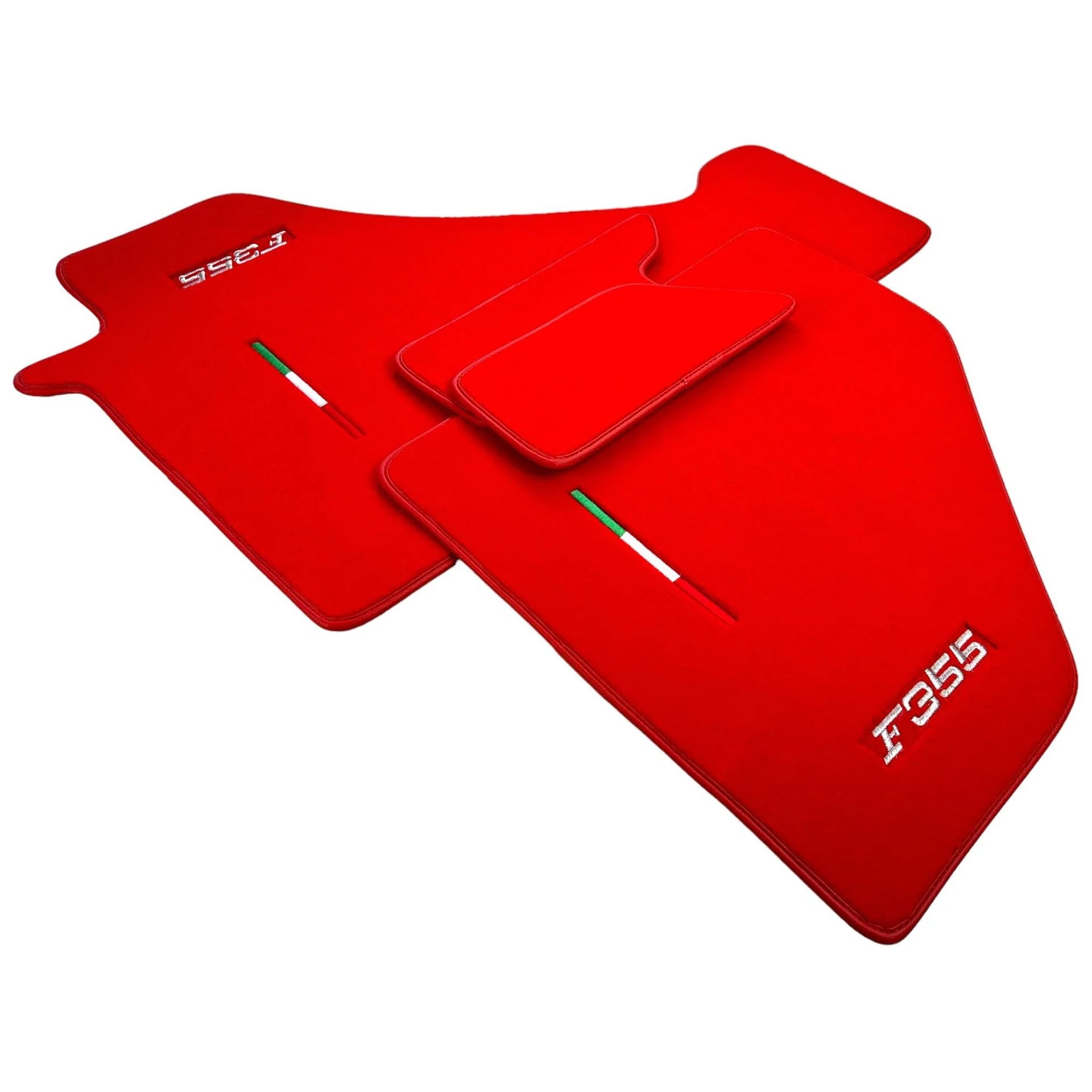 Custom fit Ferrari F355 floor mats in premium quality, offering precise fitment and vibrant red color for enhanced style.
