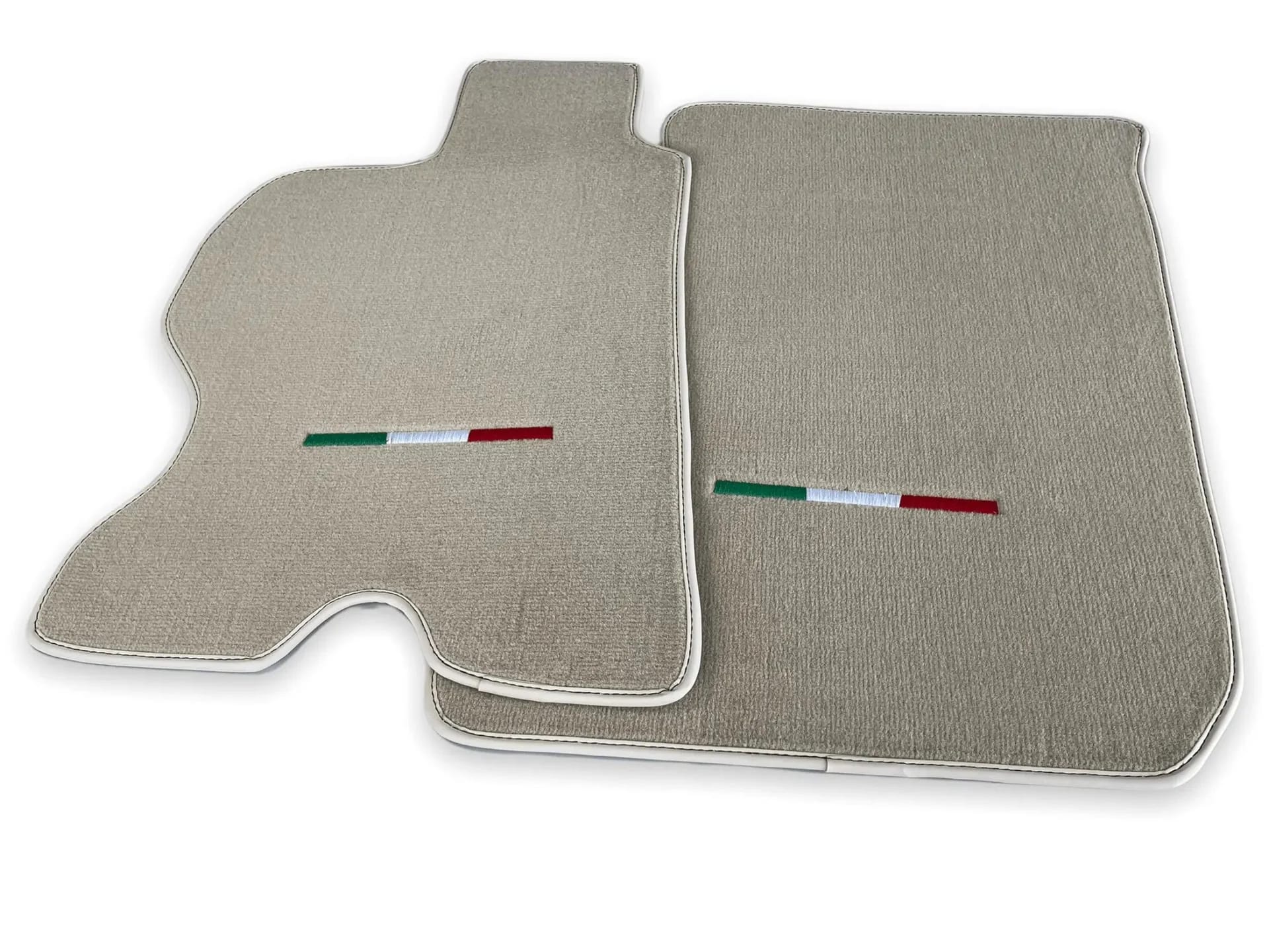 Ferrari FF custom fit floor mats, premium quality material, precise fitment, stylish design with Italian flag detail.