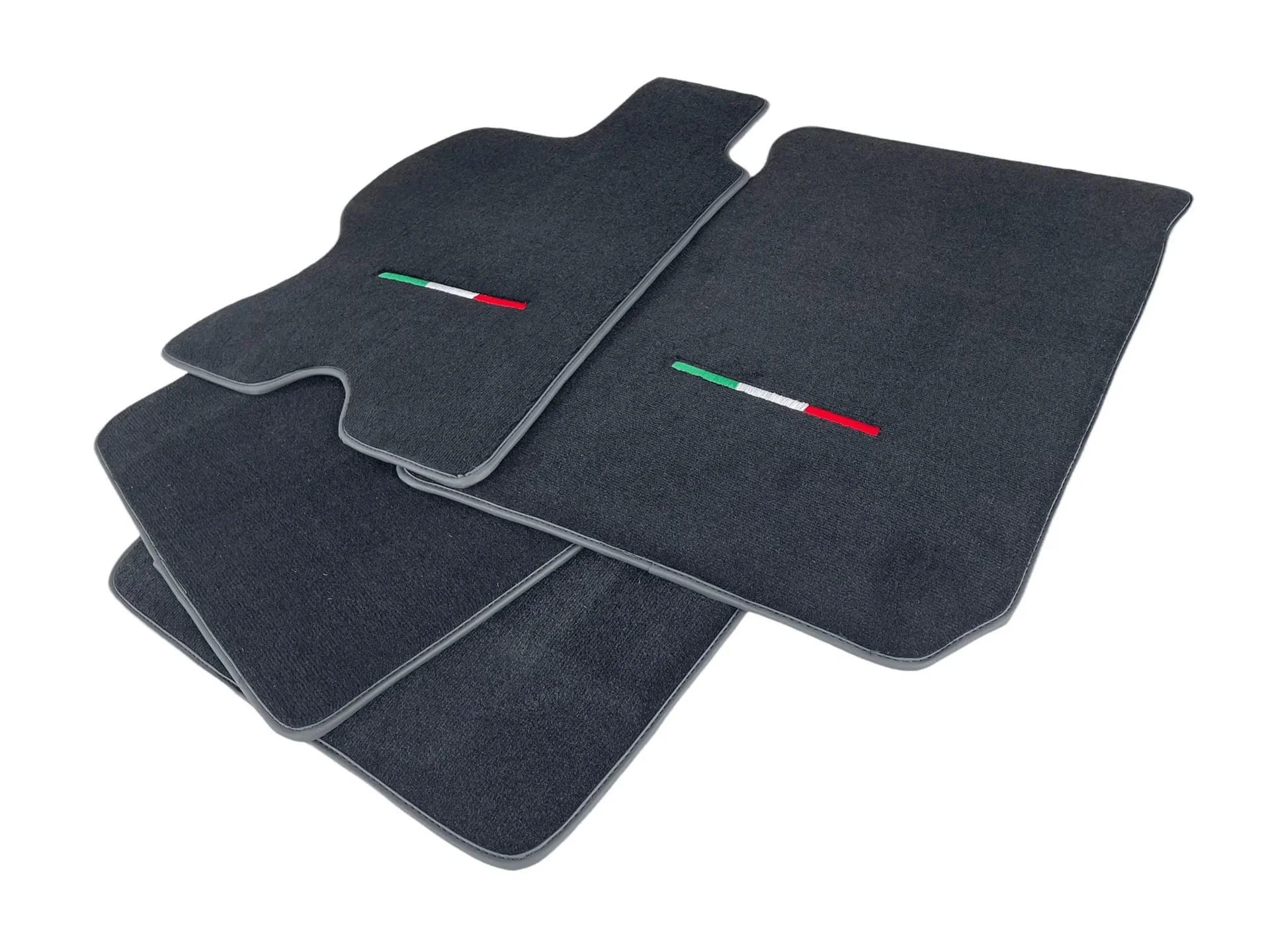 Custom-fit Ferrari FF floor mats, premium quality, precise fitment, featuring Italian flag accents for style.