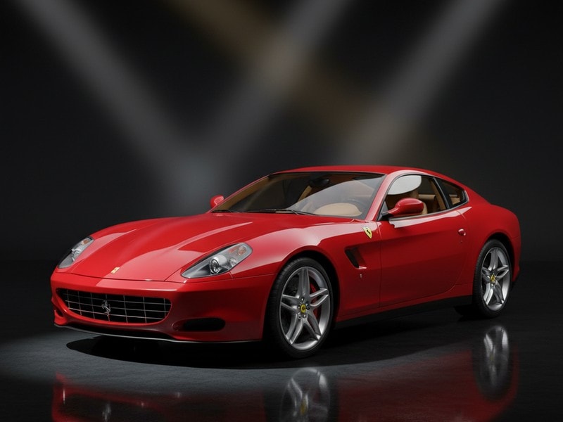 Custom-fit leather floor mat installed in Ferrari 612 Scaglietti interior showing perfect OEM fitment