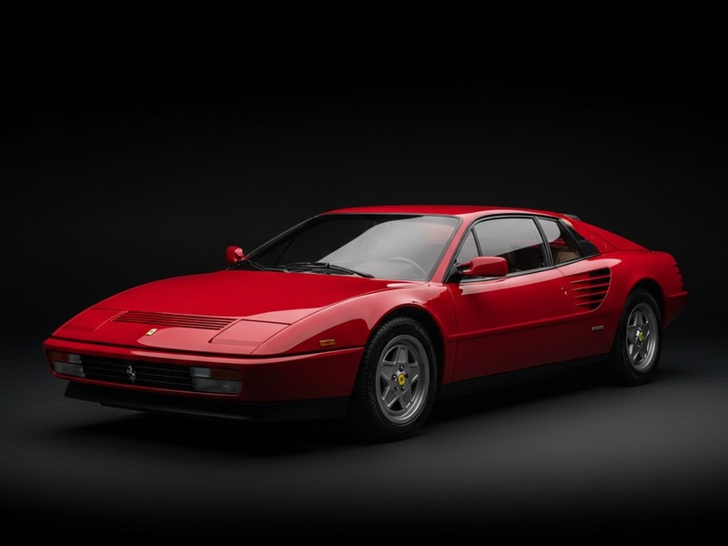 Custom-fit leather floor mat installed in Ferrari Mondial interior showing perfect OEM fitment