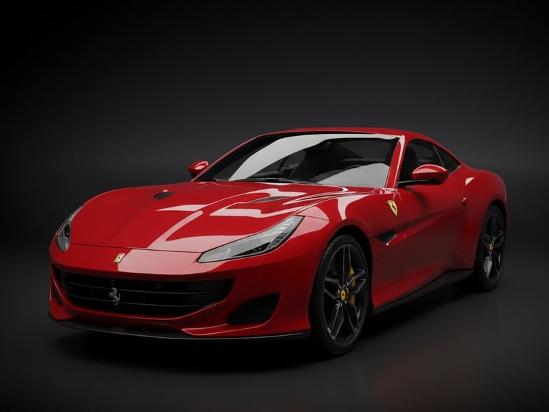 Custom-fit leather floor mat installed in Ferrari Portofino interior showing perfect OEM fitment