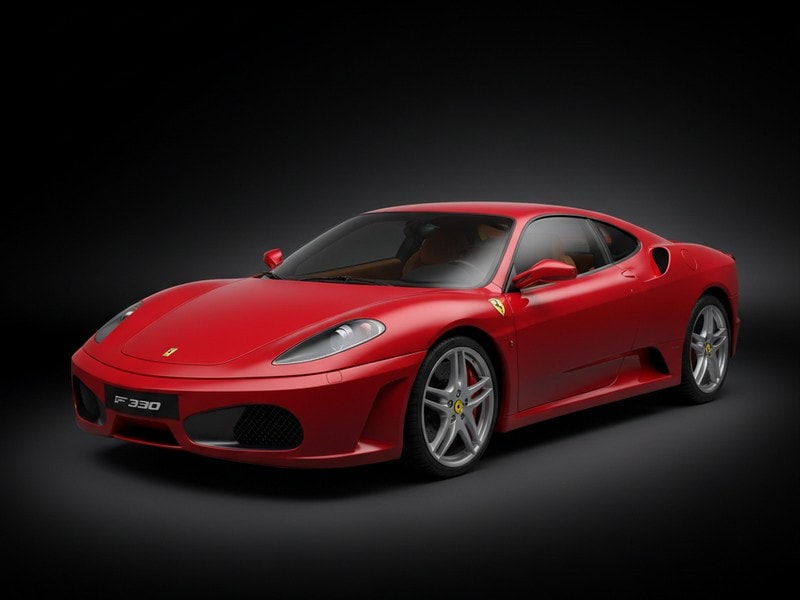 Custom-fit leather floor mat installed in Ferrari F430 interior showing perfect OEM fitment