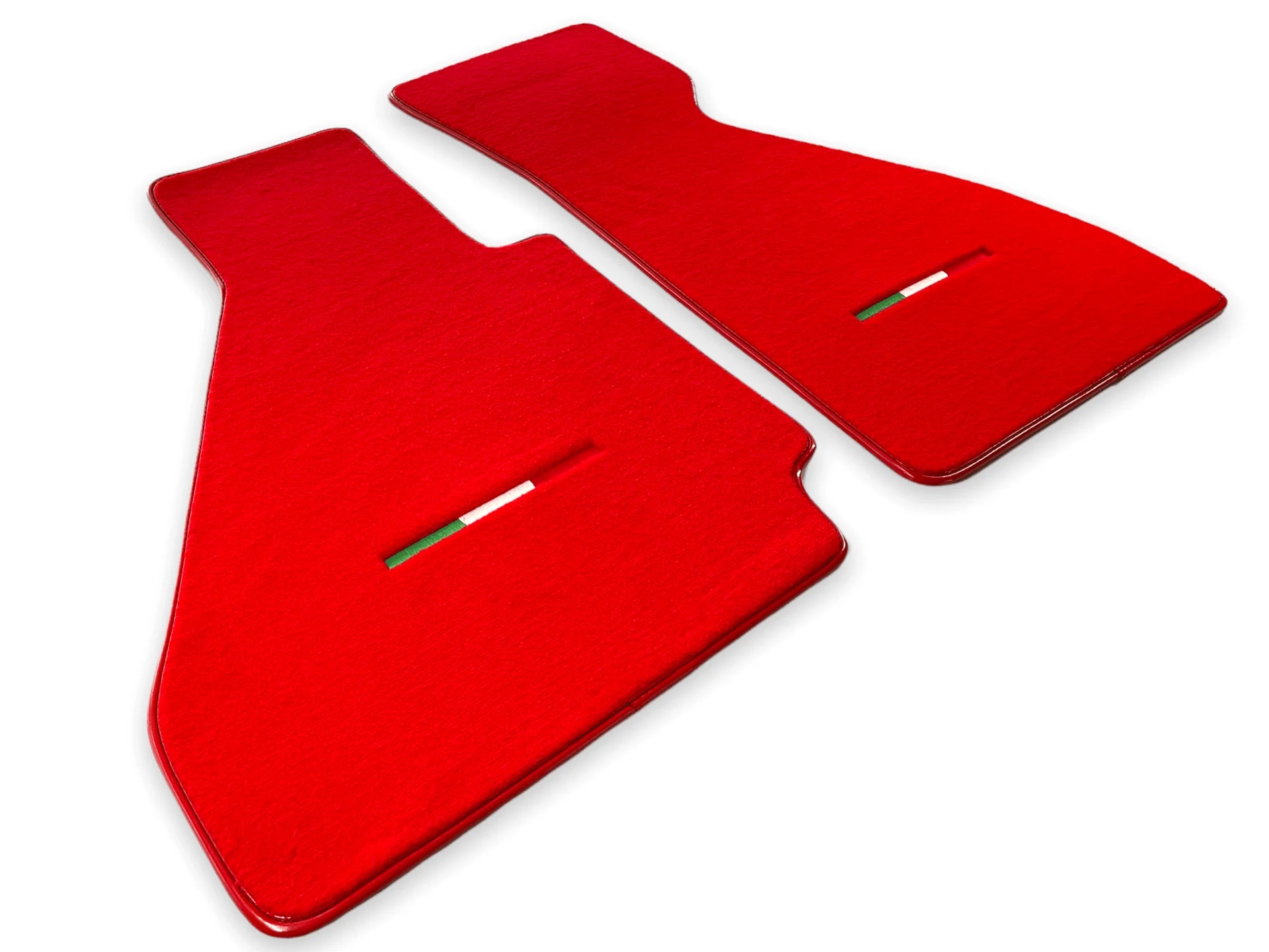 Custom-fit Ferrari 328 floor mats in premium quality material, featuring precise fitment and vibrant red color.