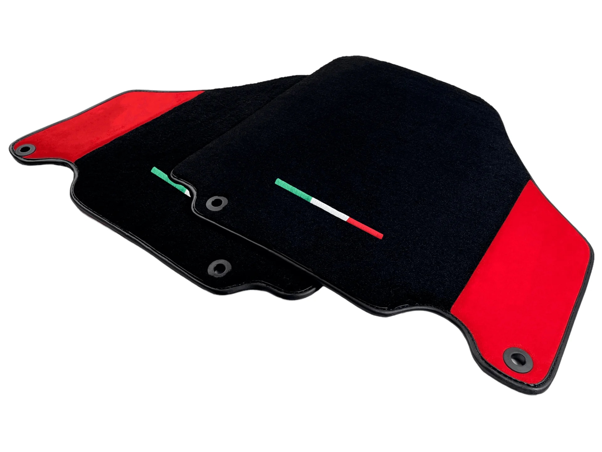 Custom-fit Ferrari 360 floor mats, premium quality with precise fitment, featuring stylish black and red design.