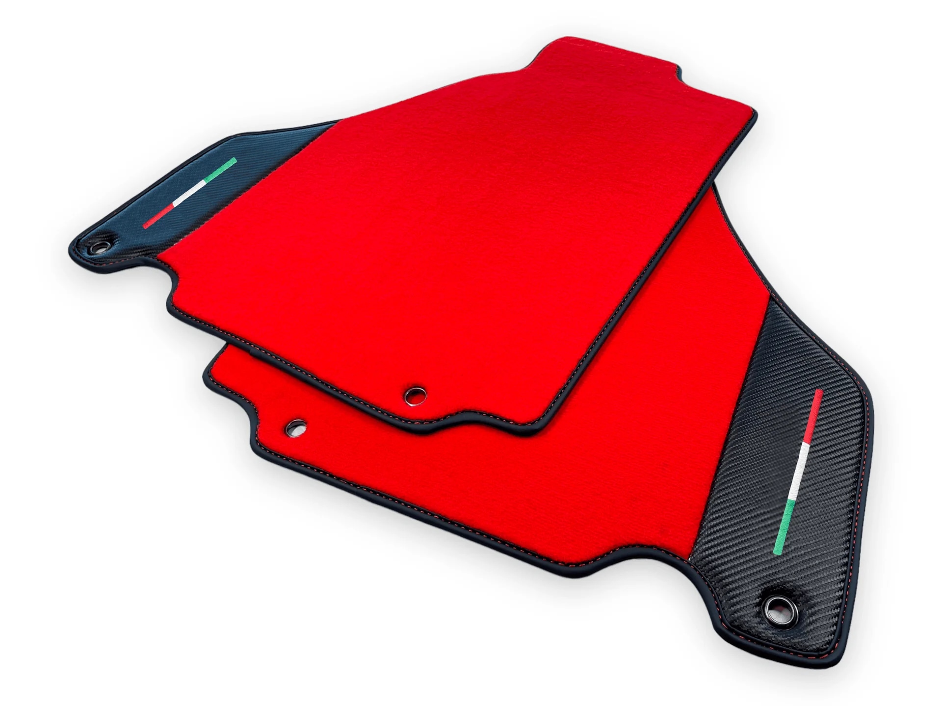 Custom fit Ferrari 360 floor mats, premium quality material, precise fitment, featuring vibrant red color and stylish accents