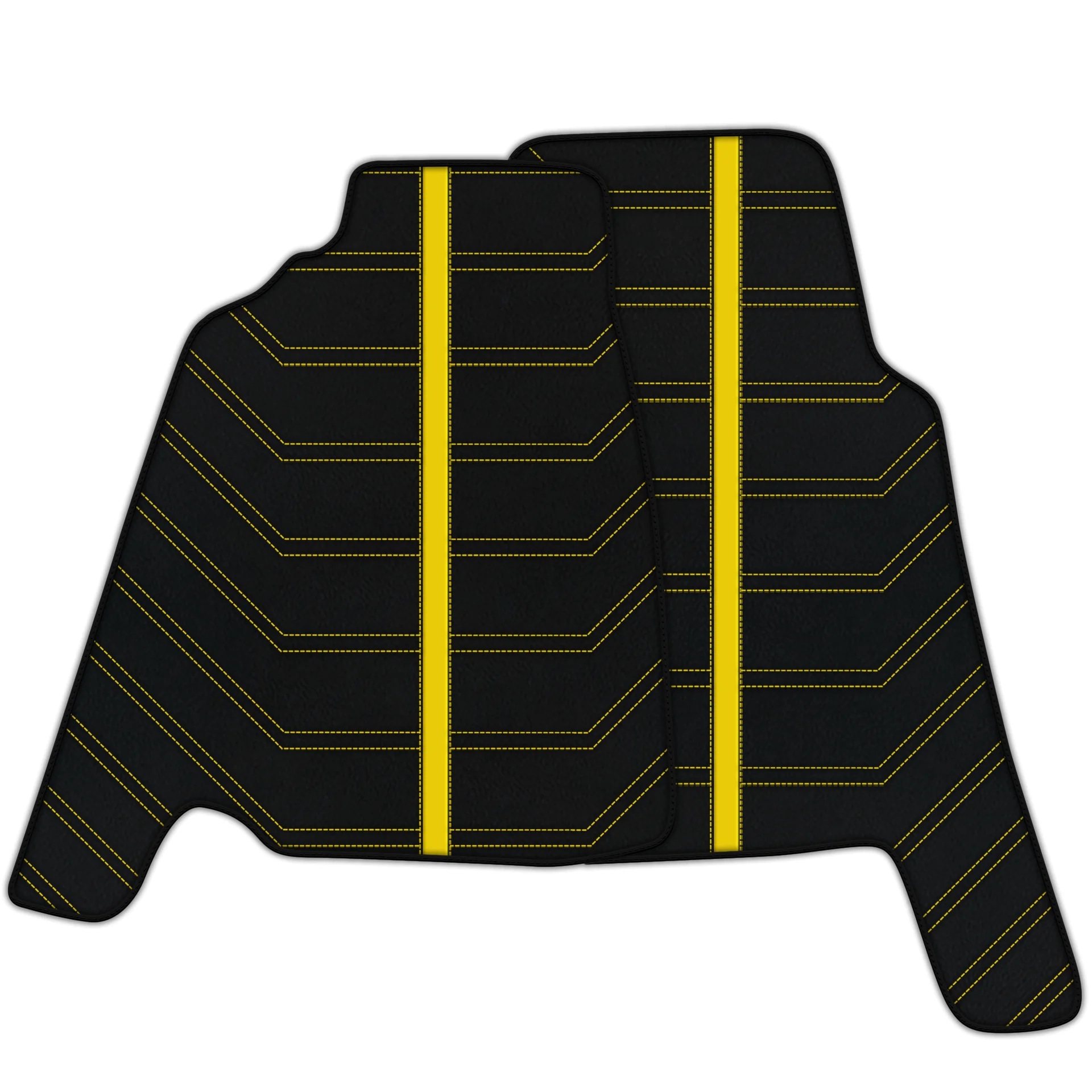 Custom fit Ferrari 456 floor mats, premium quality with precise fitment, featuring black design and yellow accents.