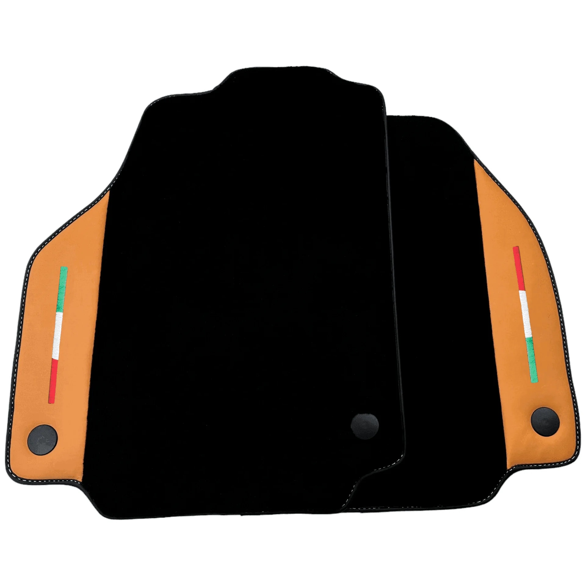 Tapis de sol sur mesure Ferrari 458, qualité premium, design noir élégant avec accents stylés.