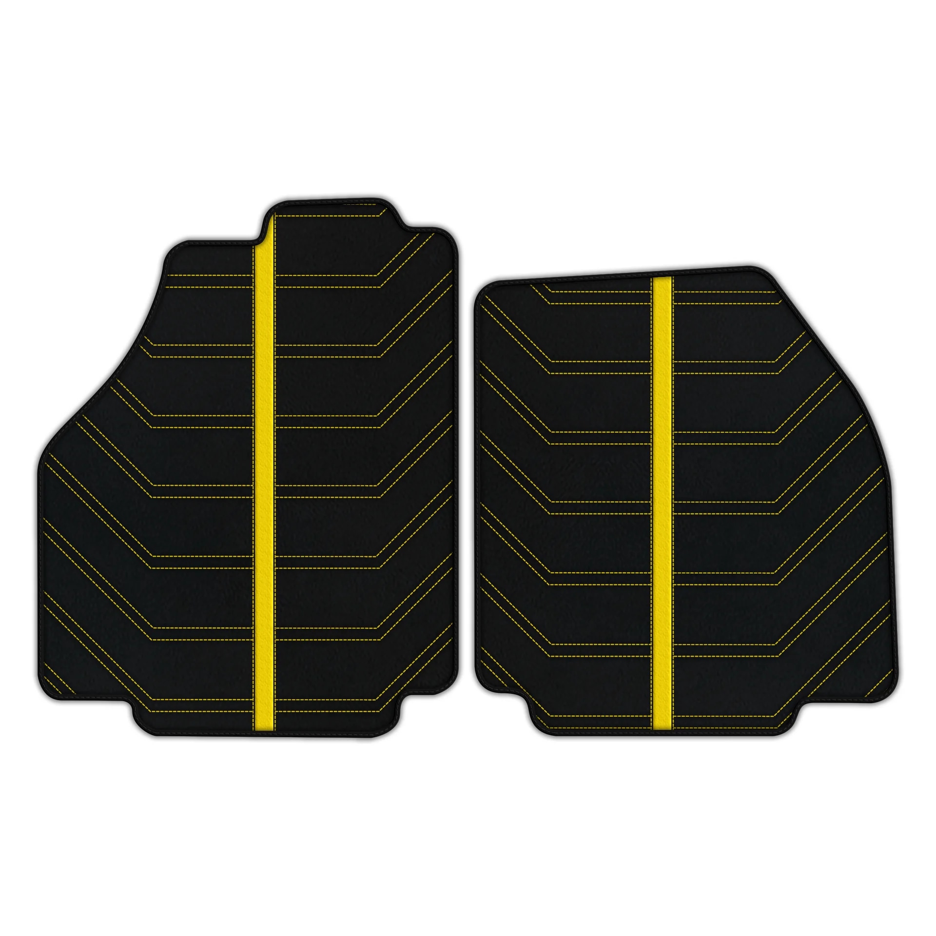 Ferrari 458 custom fit floor mats, premium quality with precise fitment, featuring stylish yellow stitching.