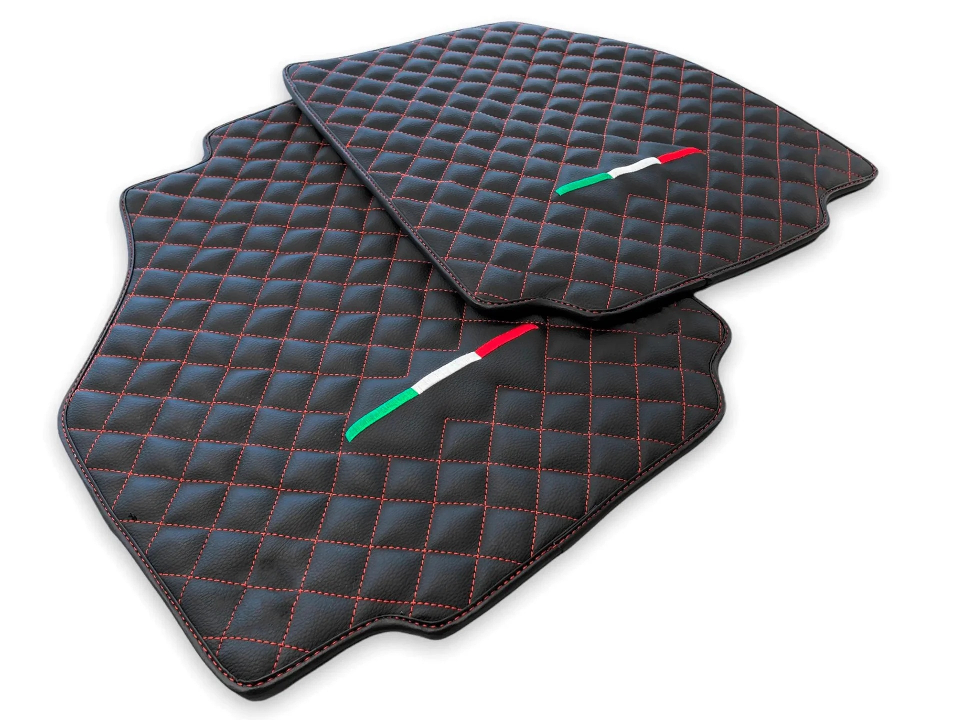 Custom fit Ferrari 458 floor mats, premium quality with precise fitment, featuring a stylish quilted design and Italian color