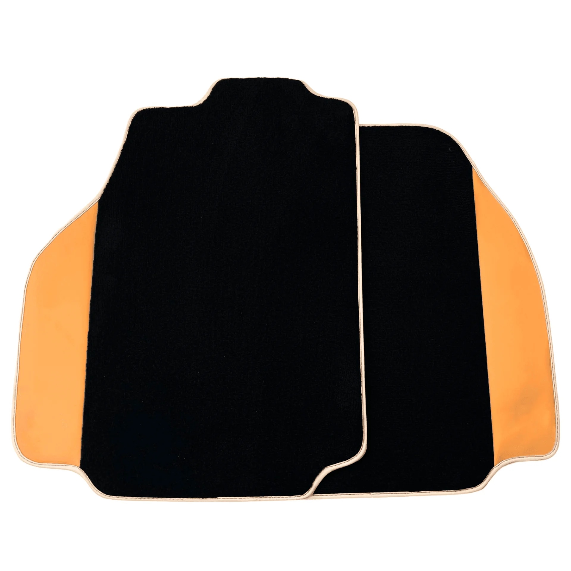 Ferrari 488 custom fit floor mats, premium quality with precise fitment, featuring a sleek black and orange design.