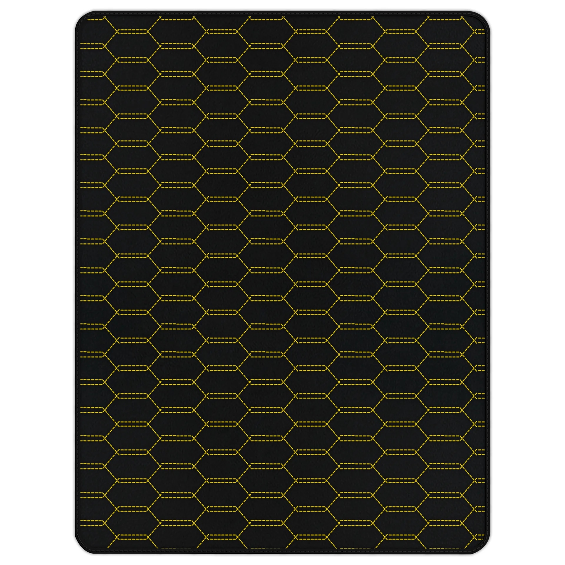 Ferrari 488 custom fit floor mat, premium quality with precise fitment, featuring a stylish hexagonal pattern in black and ye