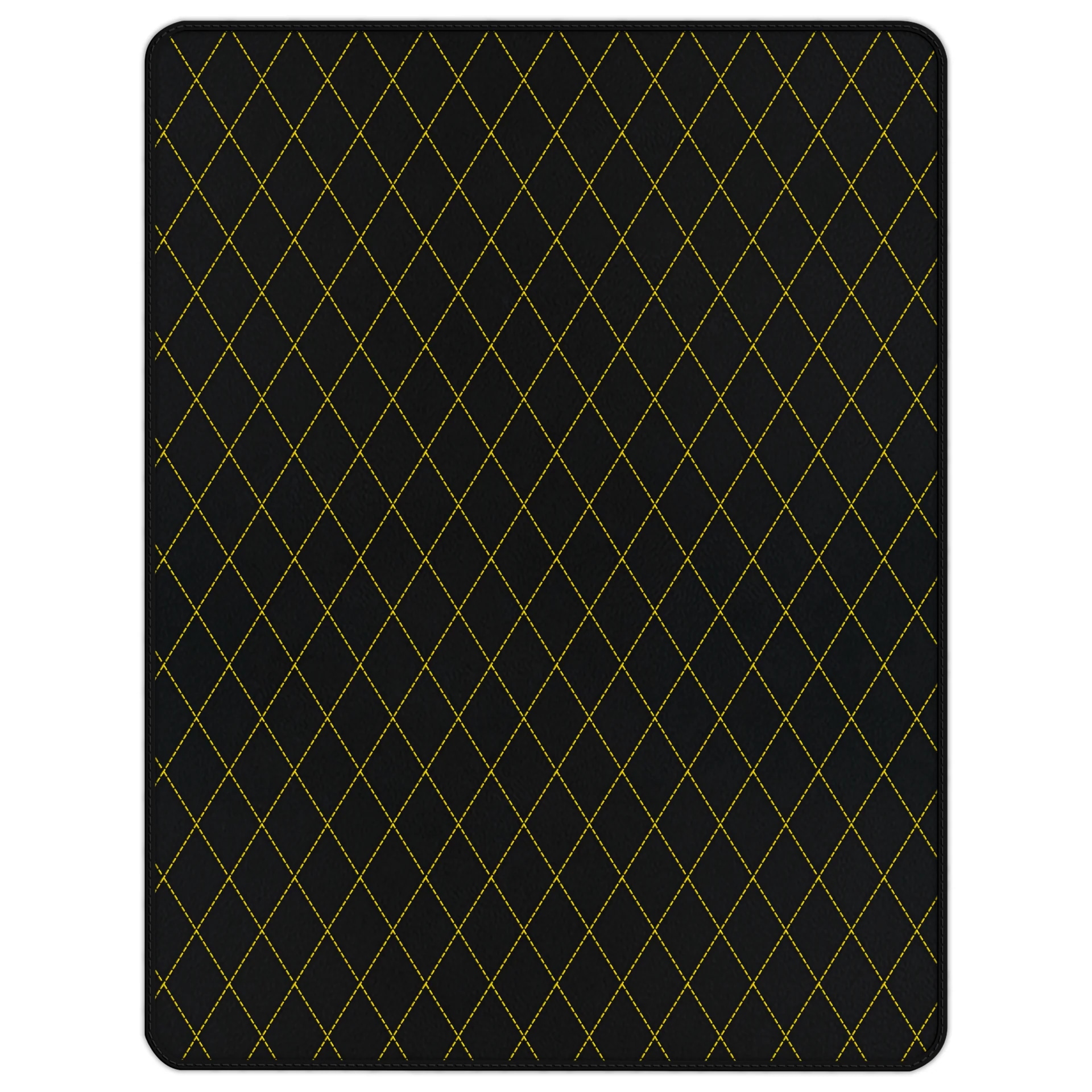 Custom fit Ferrari 488 floor mats, premium quality with precise fitment, featuring a stylish diamond pattern in black and yel