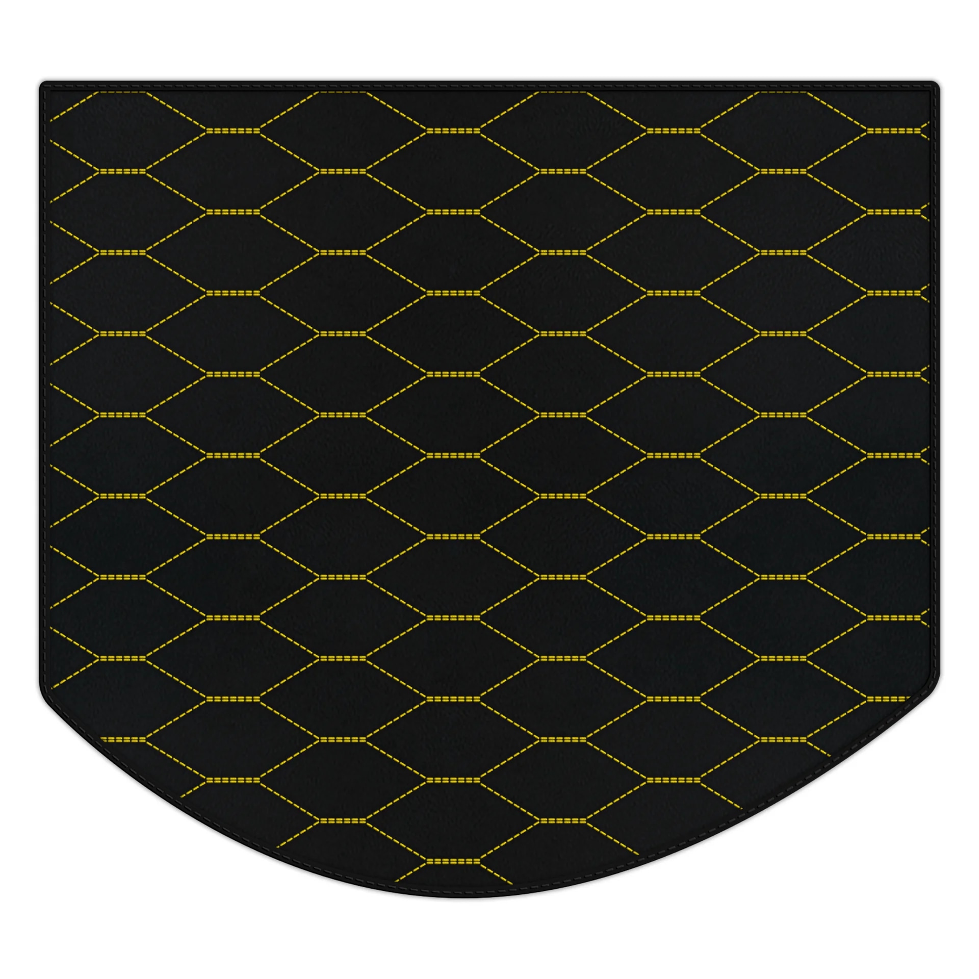 フェラーリ 512 TR カスタムフィットフロアマット、プレミアム品質、スタイリッシュな黒に黄色のステッチ。