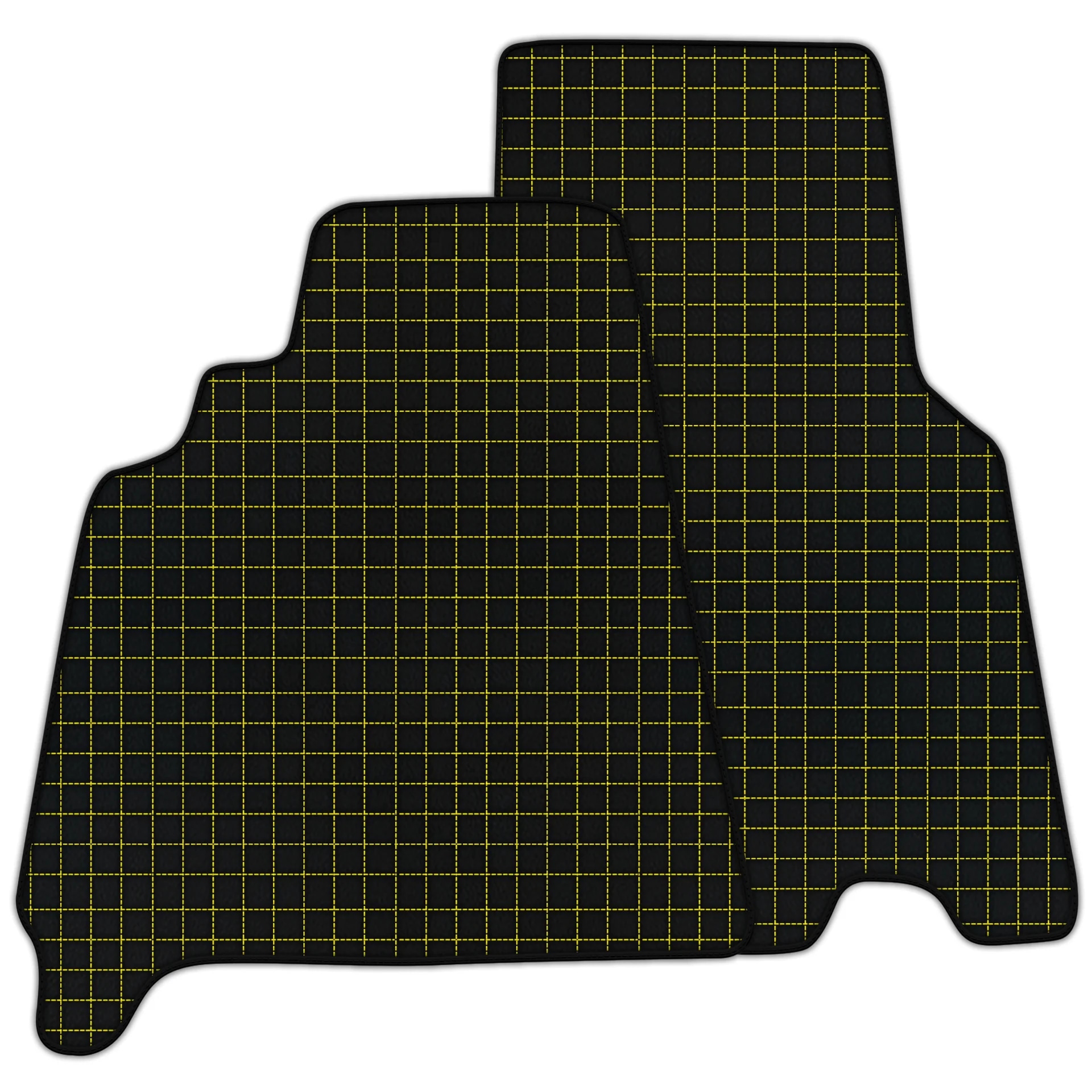 Ferrari 550 Maranello floor mats, custom fit, premium quality, precise fitment, stylish black with yellow grid pattern.