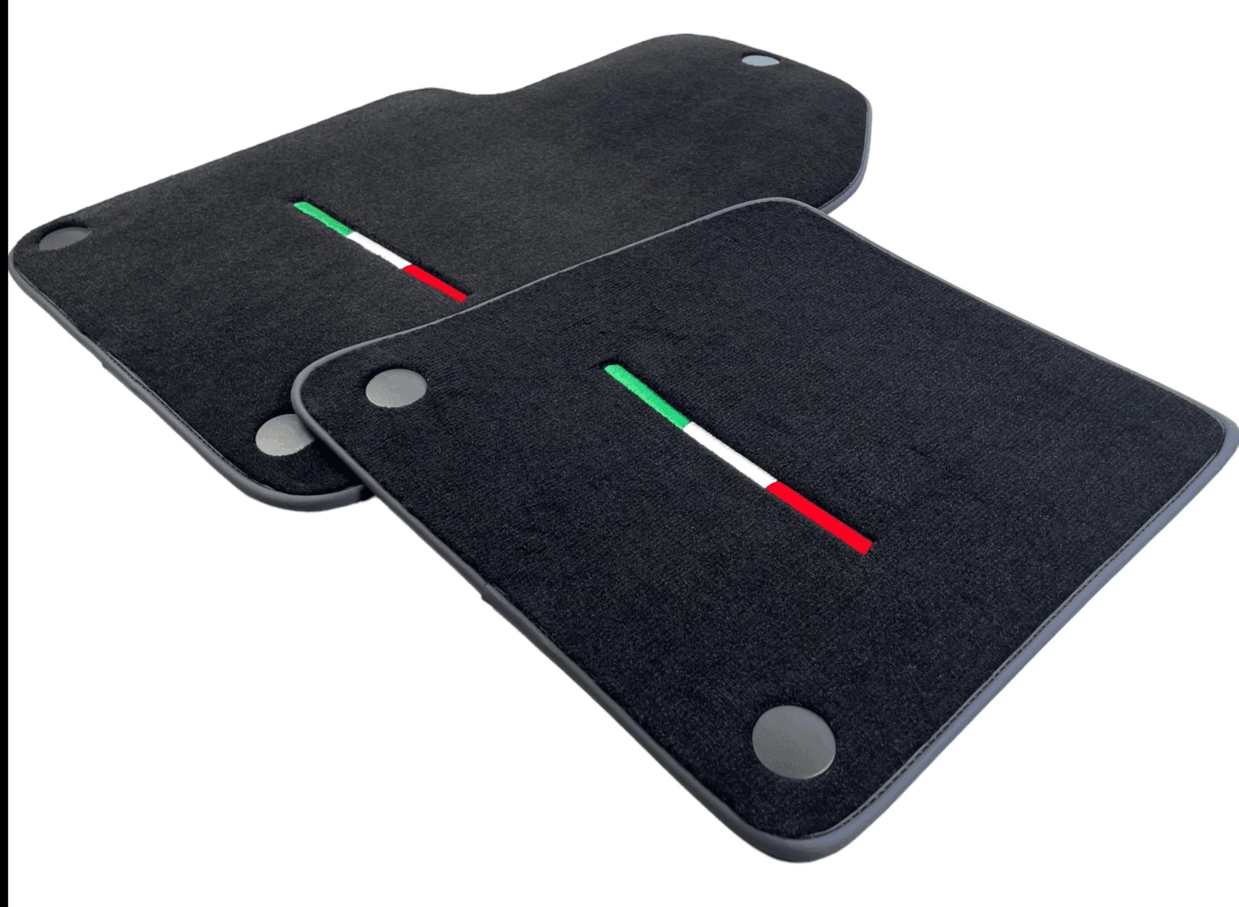Custom-fit Ferrari 612 Scaglietti floor mats, premium quality material, precise fitment, featuring Italian colors for style.