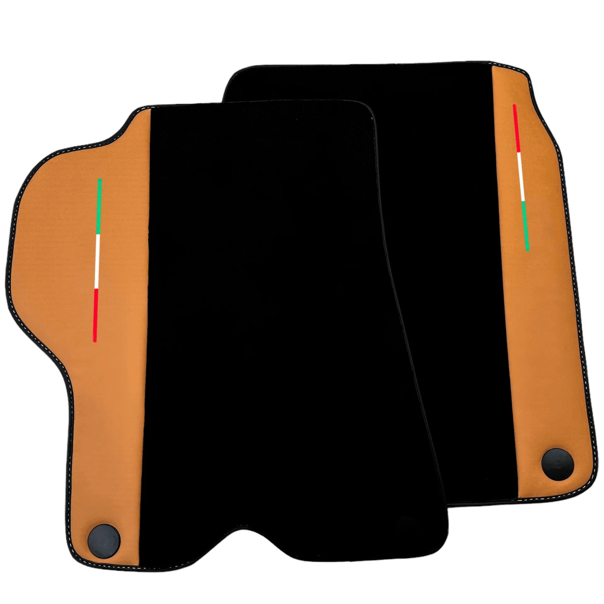 Tapis de sol sur mesure Ferrari California, qualité premium avec un design élégant noir et beige.