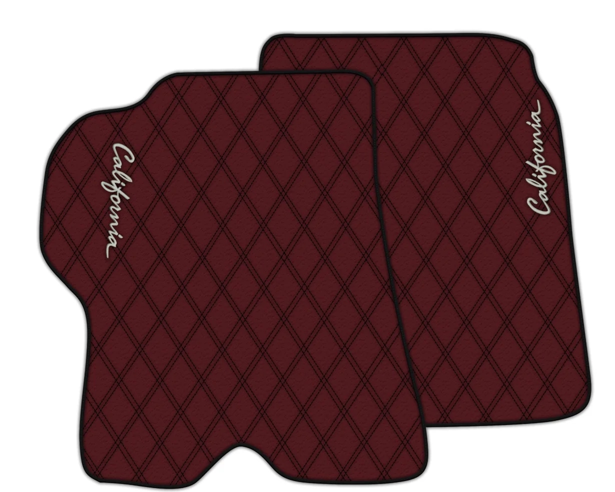 Ferrari California custom fit floor mats, premium quality with precise fitment, featuring a stylish diamond pattern.