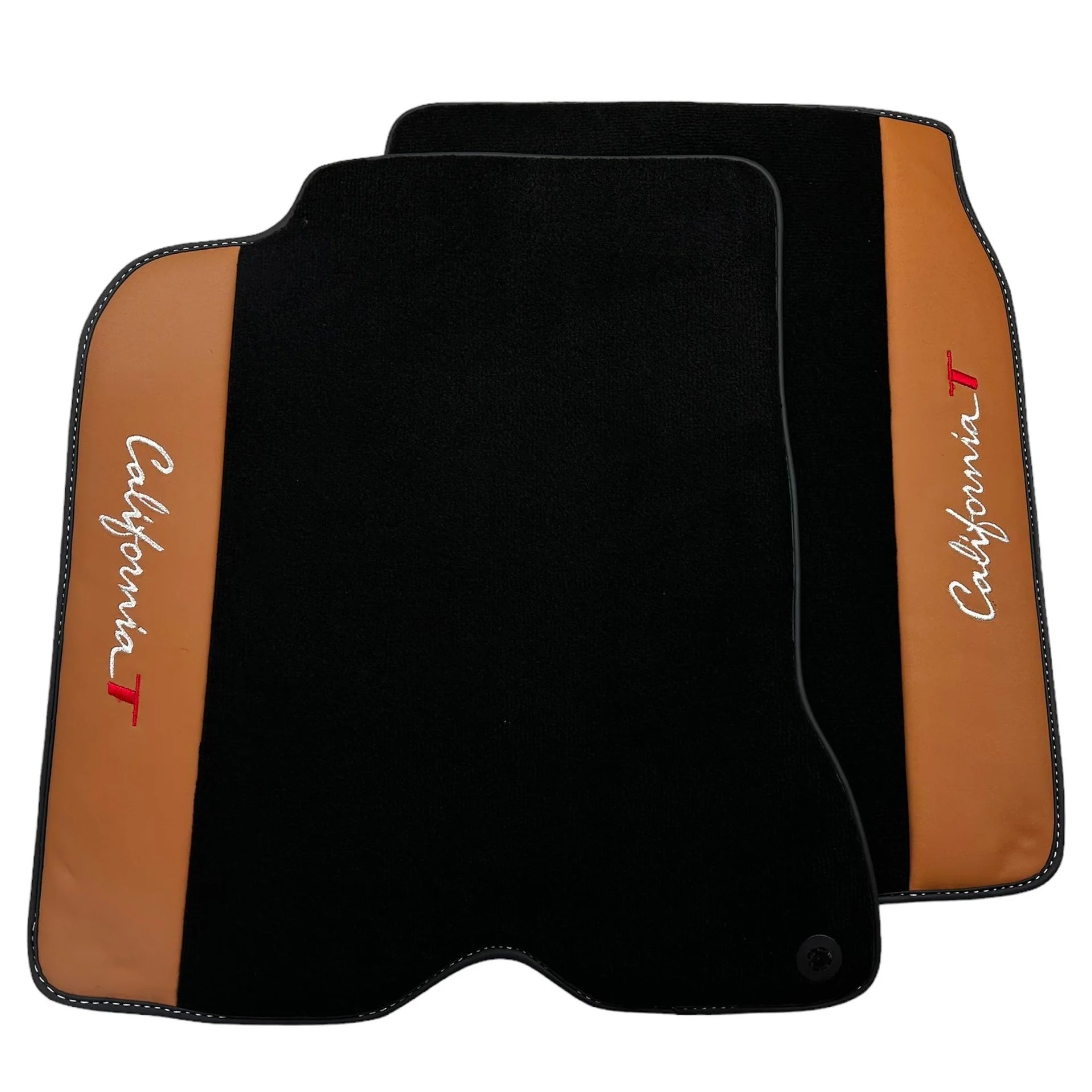 Ferrari California T custom fit floor mats, premium quality material, precise fitment, stylish design with logo.
