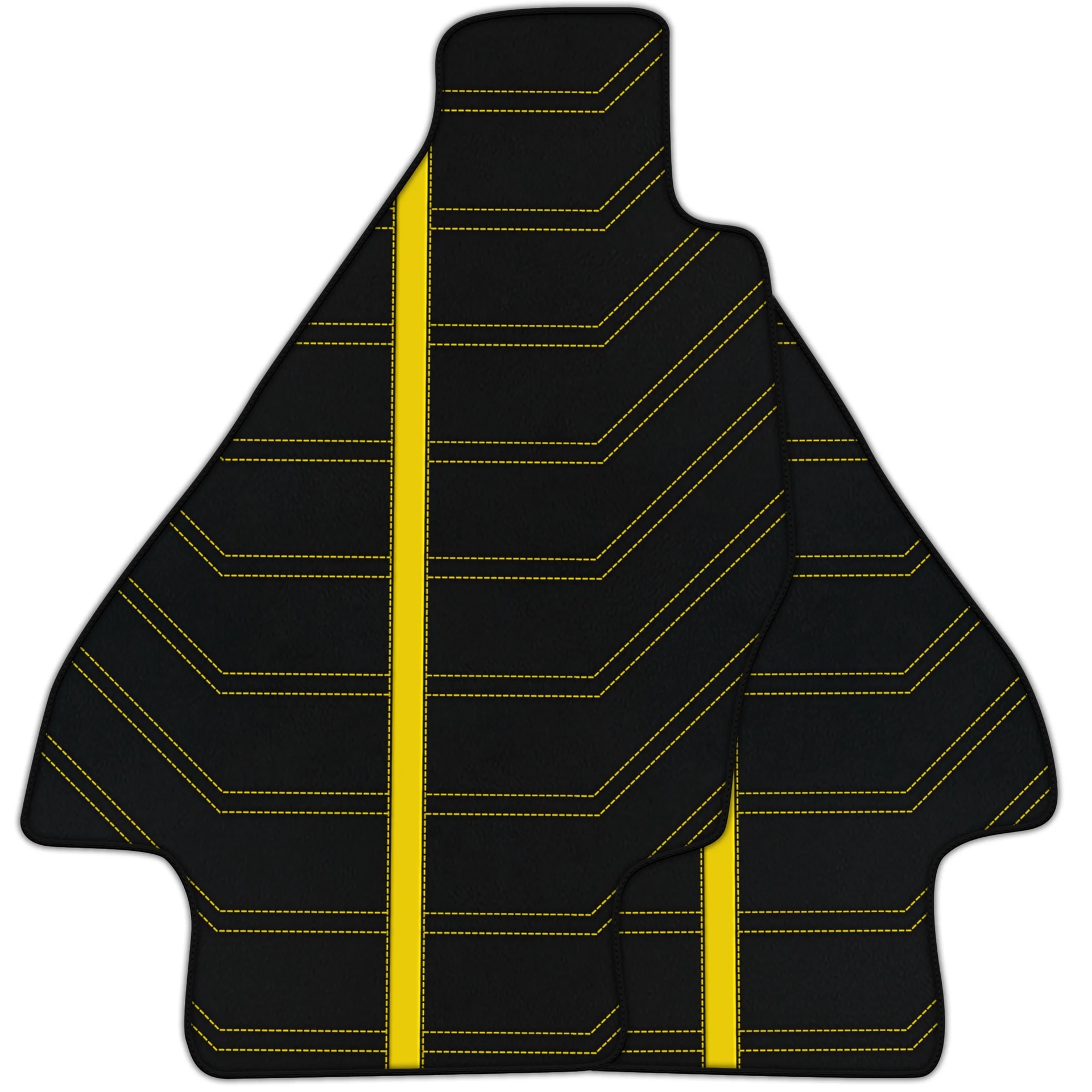 Custom-fit Ferrari Dino GT4 floor mats, premium quality material, precise fitment, featuring stylish yellow stitching.