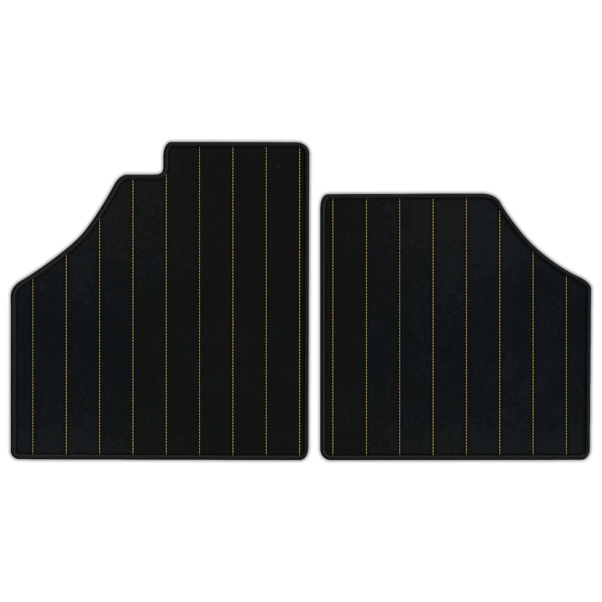 Custom fit Ferrari Enzo floor mats in premium quality with precise fitment and stylish black and yellow design.