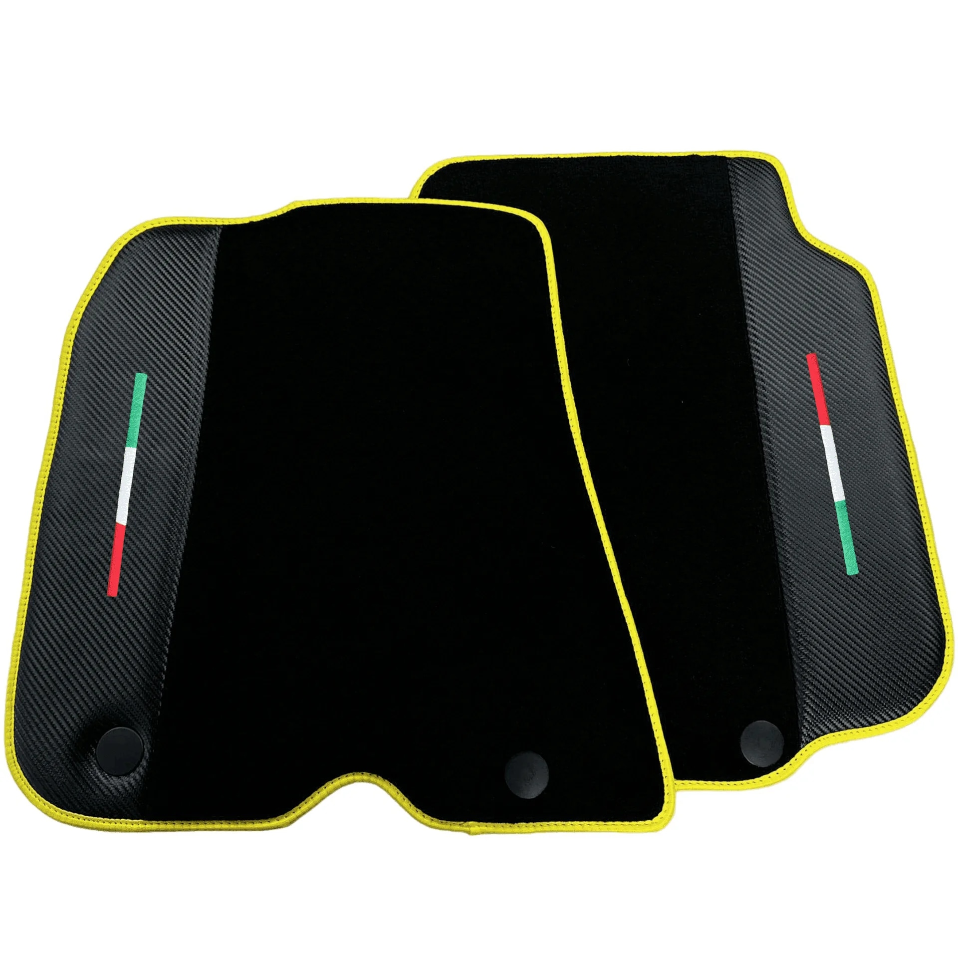 量身訂製的Ferrari F12 Berlinetta地墊,優質材料,精確合身,帶有碳纖維裝飾和鮮豔邊條。