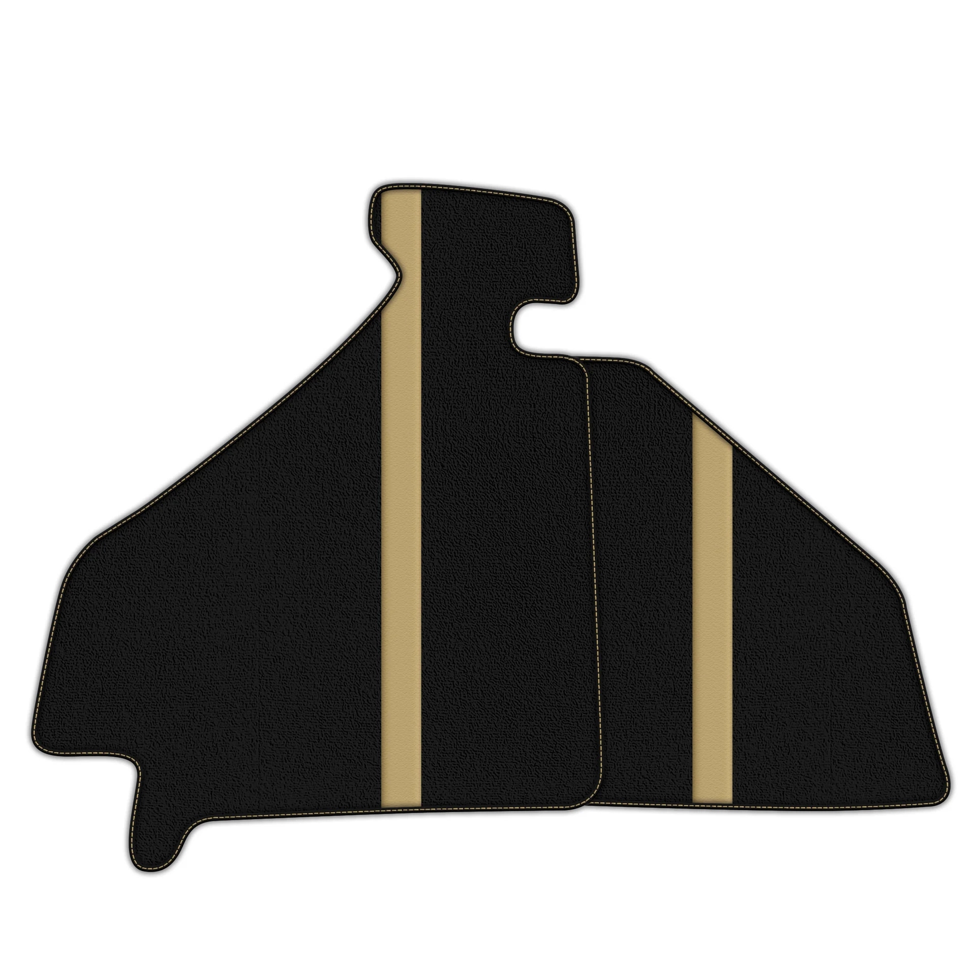 Tappetini su misura Ferrari F355 in materiale di alta qualità, con design elegante nero e oro e perfetta adattabilità.