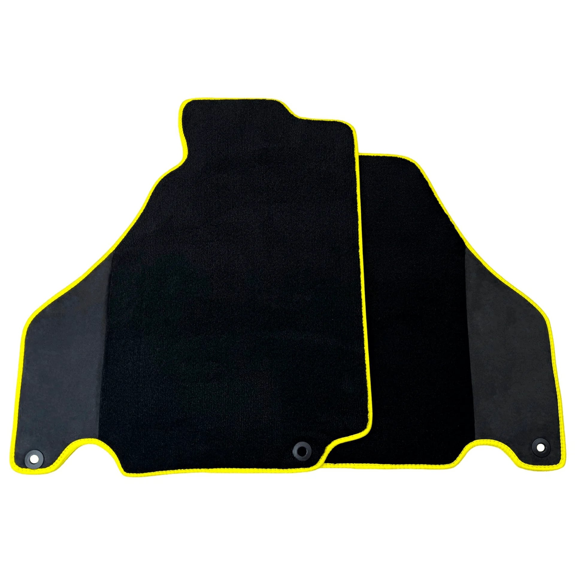Black Floor Mats for Ferrari 360 Spider with Alcantara Leather | Yellow Trim