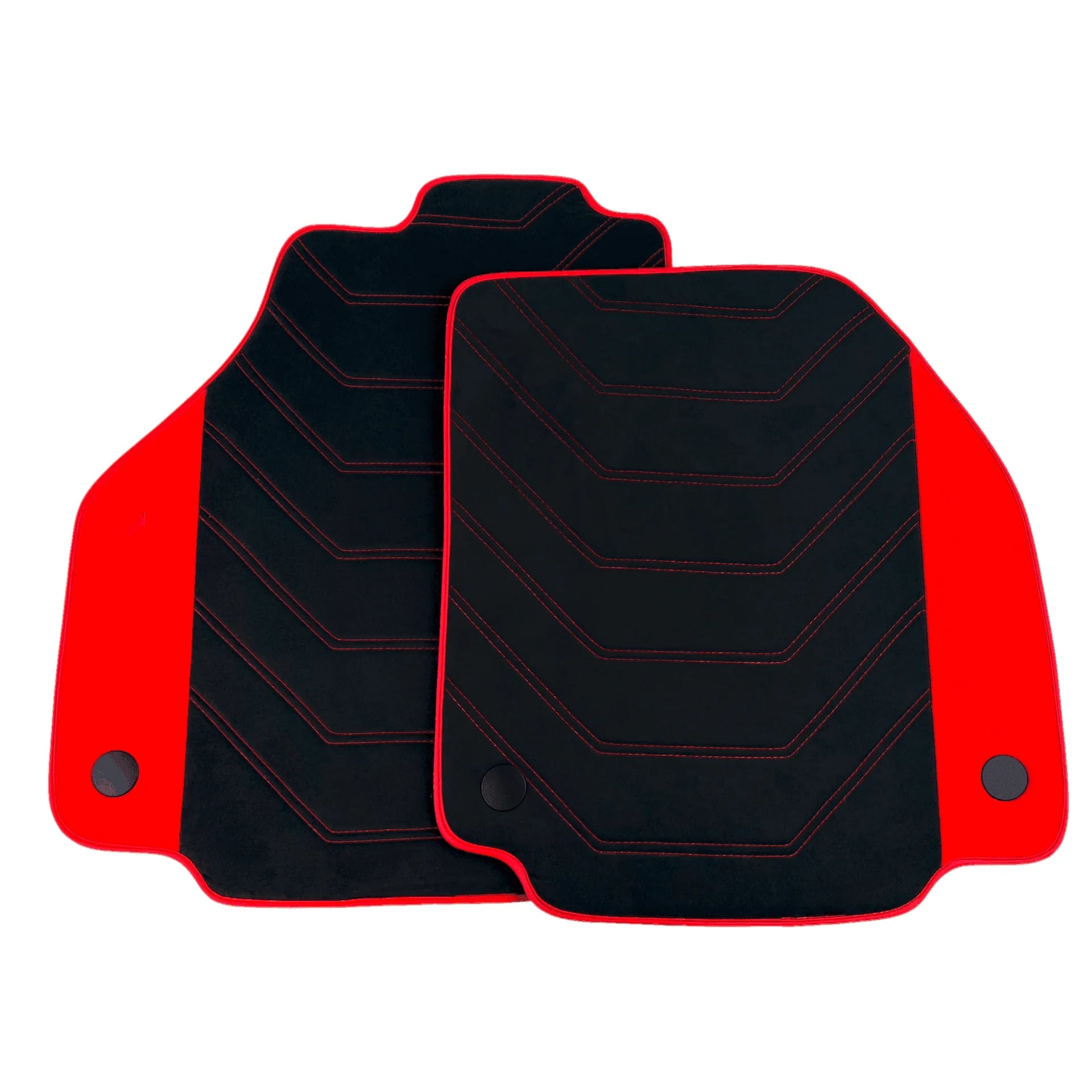 Black Alcantara Floor Mats for Ferrari F8 Tributo (2019-2023) with Red Alcantara Accents