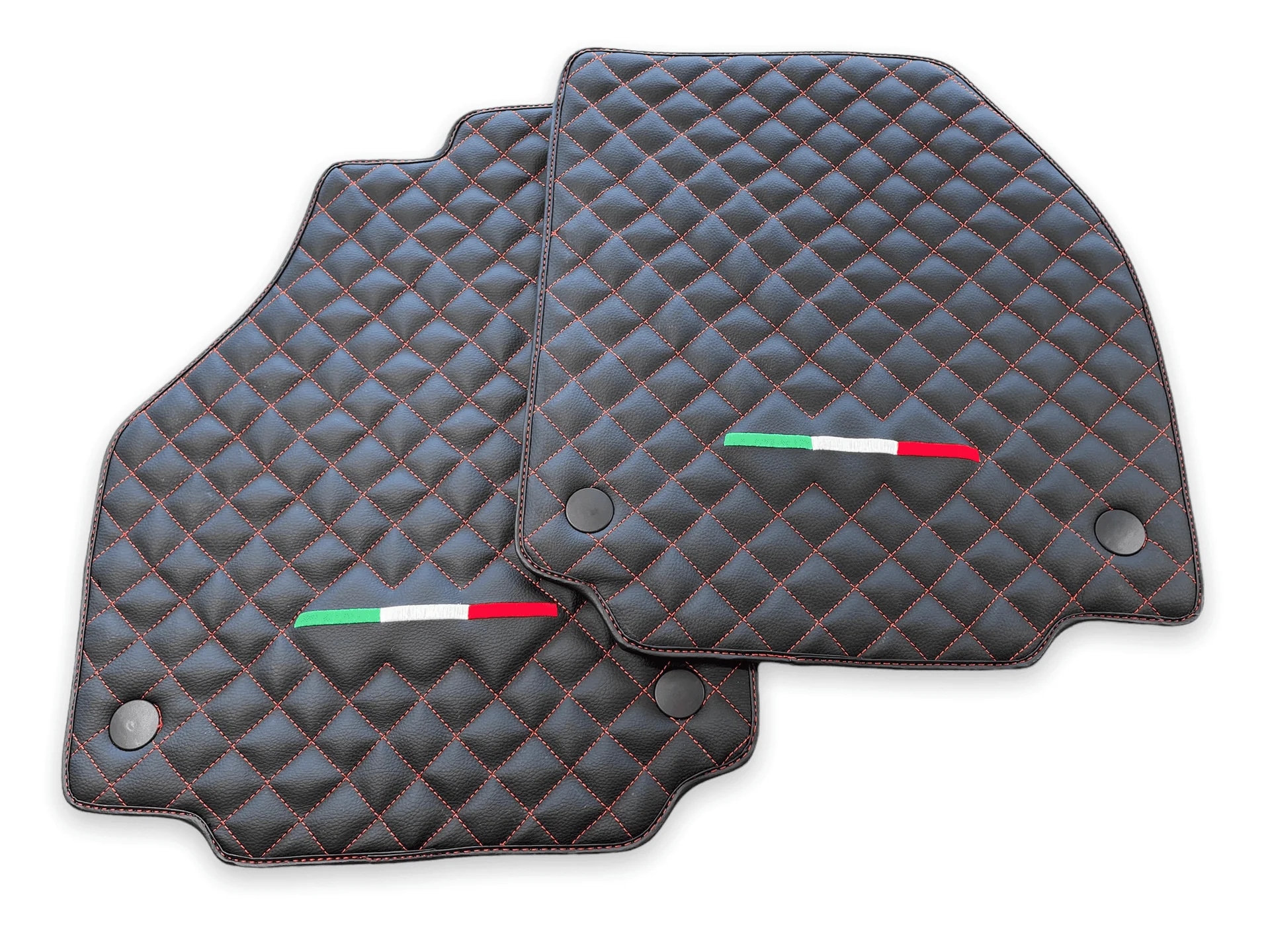 Custom fit Ferrari F8 Tributo floor mats, premium quality material, precise fitment, featuring quilted design and Italian acc