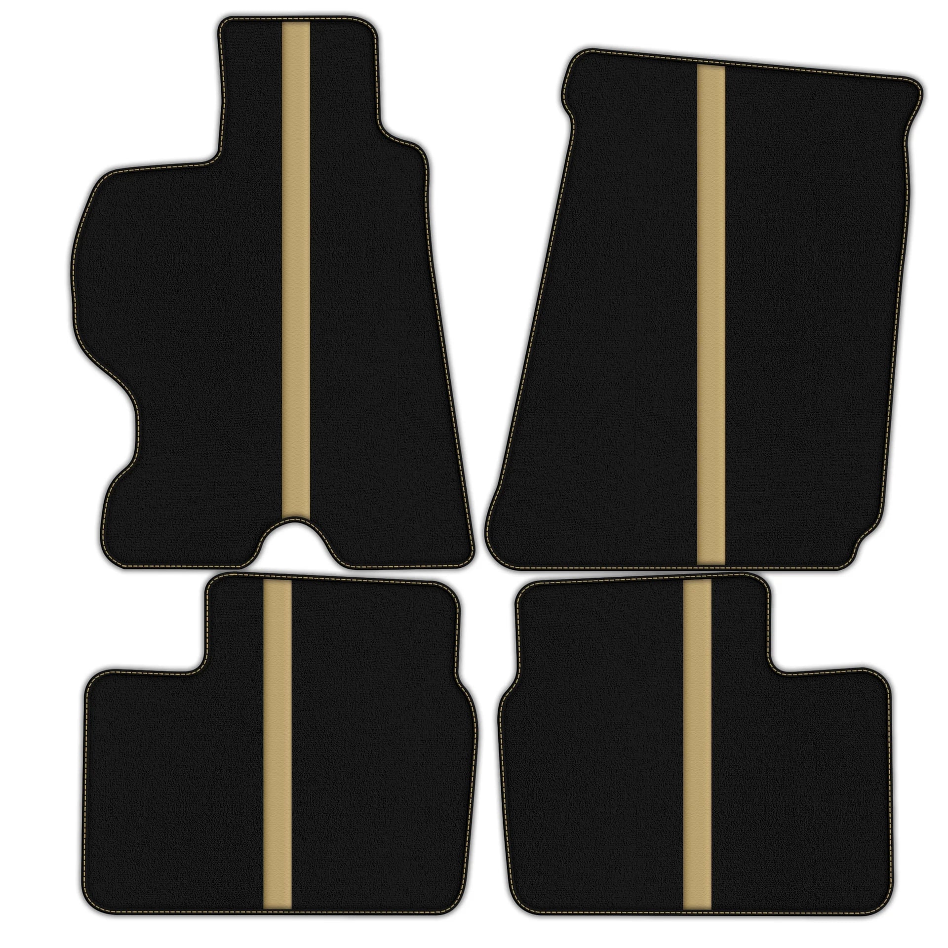 Black Floor Mats with Leather Line for Ferrari FF (2011-2016) - Various Colors