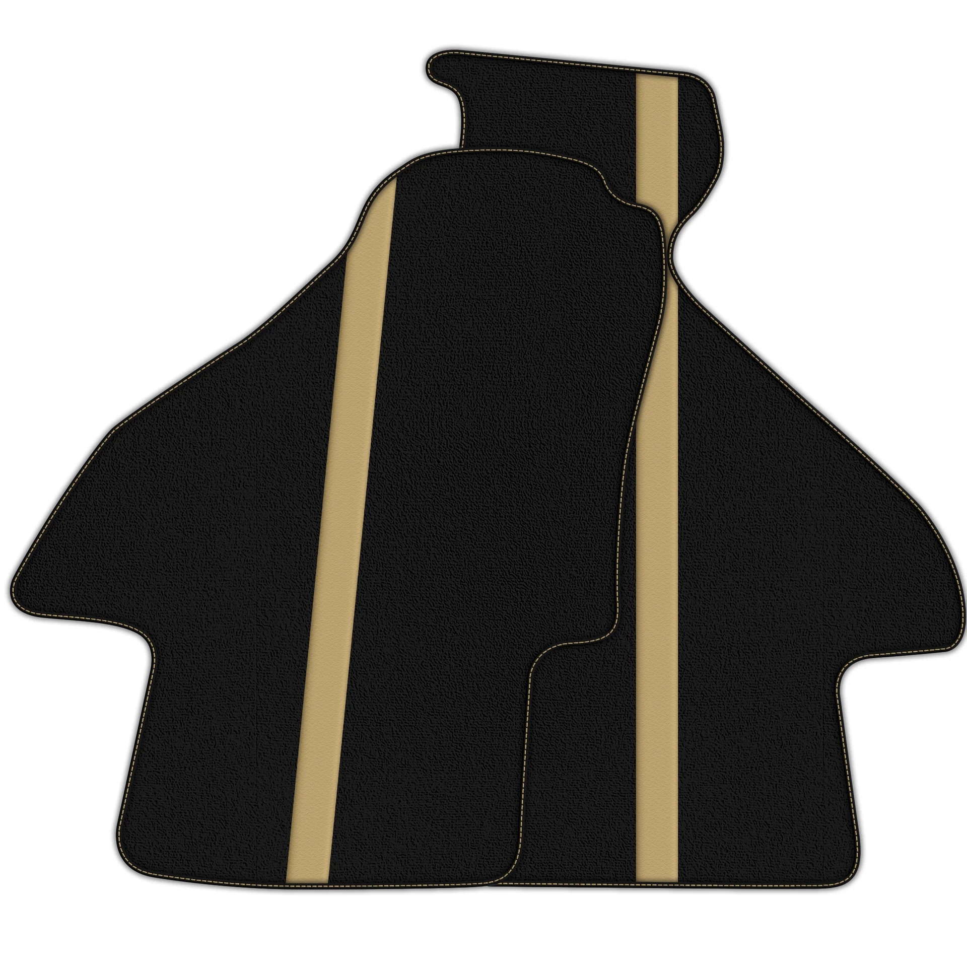 高級材質定制的Ferrari Mondial地墊,精確貼合,時尚黑色搭配金色條紋。