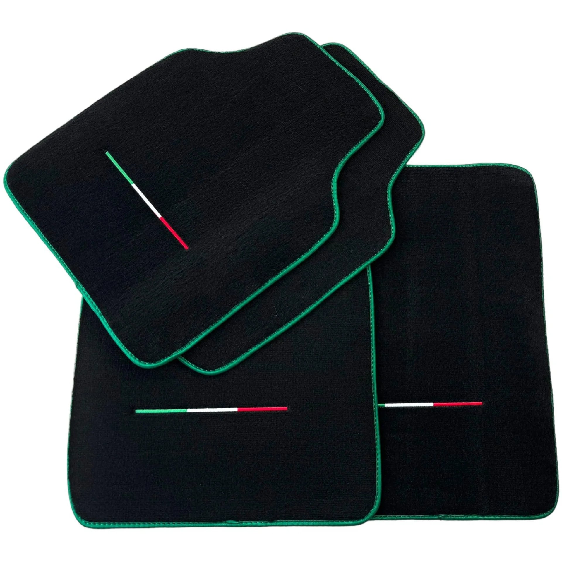Premium Black Floor Mats for Ferrari Purosangue with Green Trim