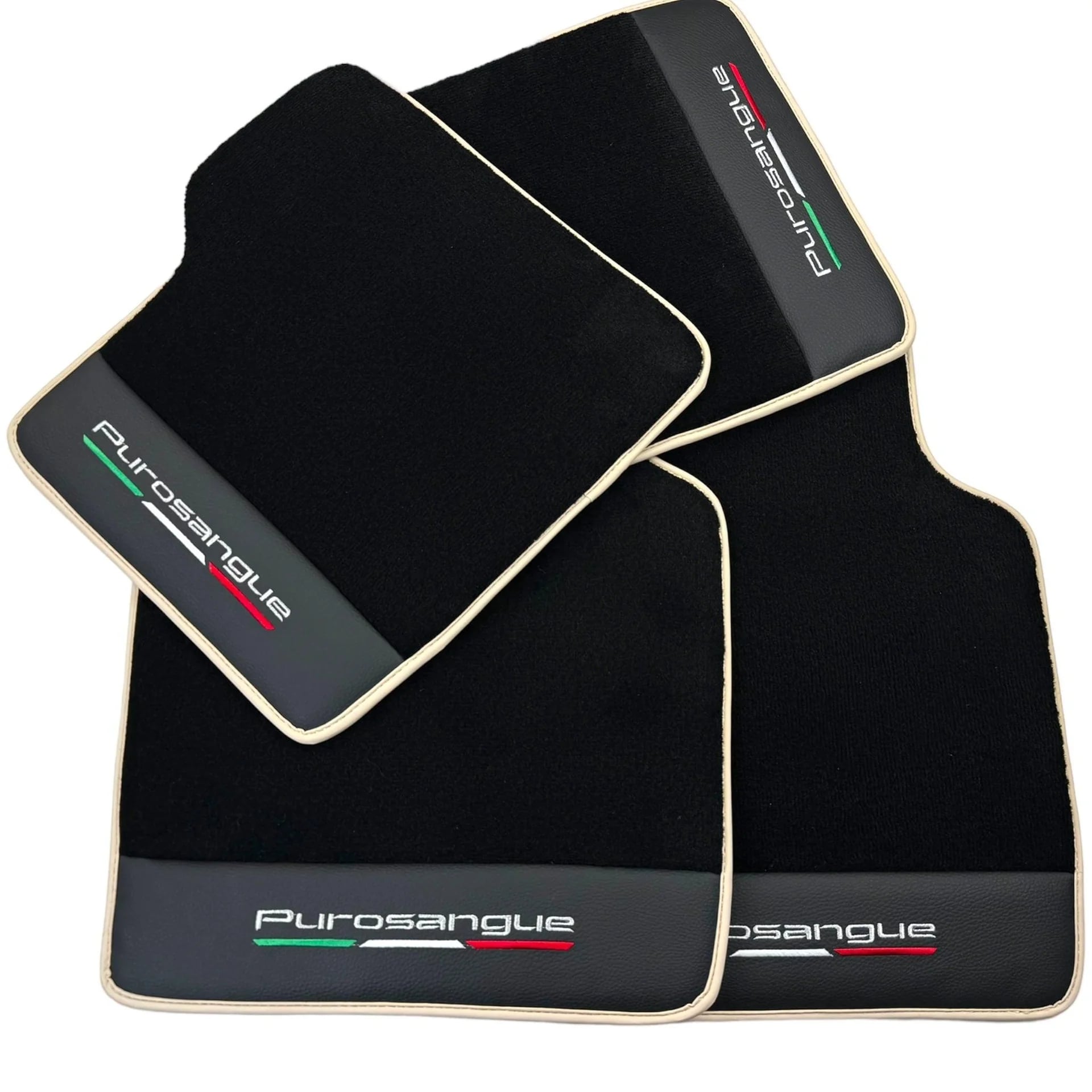 Luxury Black Diamond Leather Floor Mats for Ferrari Purosangue