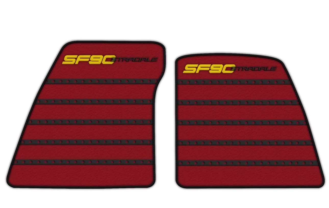 Custom fit Ferrari SF90 Stradale floor mats, premium quality material, designed for precise fitment and style.